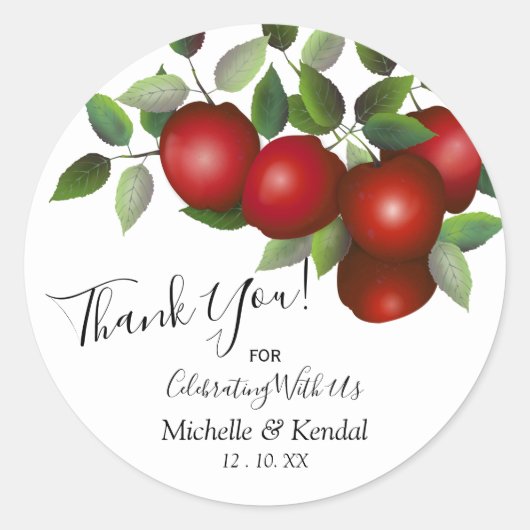 Sticker Rond Pommes Rouges Fruit | Merci (Devant)