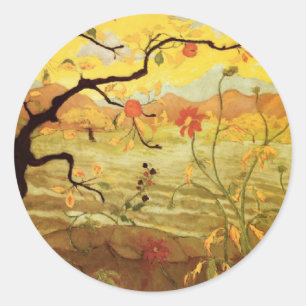 Sticker Rond Pommier Avec le fruit rouge