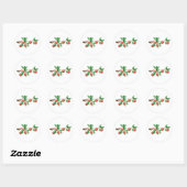 Sticker Rond Pommier rouge Branche Fruit frais et Feuilles vert (Feuille)