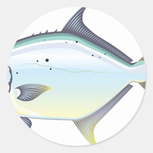 Sticker Rond Pompano Floride, illustration du vecteur poisson (Devant)