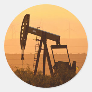 Sticker Rond Pompe à huile à West Texas, États-Unis