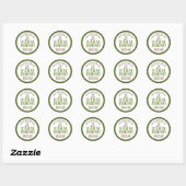 Sticker Rond 'POMPE' FRAIS DE FERME Faded Green on White (Feuille)