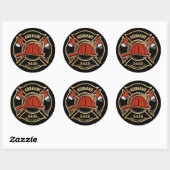 Sticker Rond Pompier AJOUTER LE NOM Insigne du service de pompi (Feuille)