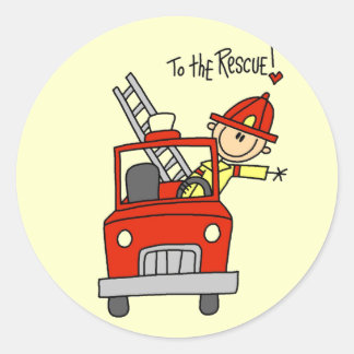 Sticker Rond Pompier aux t-shirts et cadeaux Secourus
