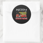 Sticker Rond Pompier Camion Pine Tree Famille de Noël (Sac)