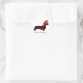 Sticker Rond Pompier Dachshund "Restez faible" (Sac)