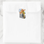 Sticker Rond Pompier d'action (Sac)