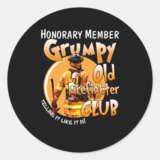 Sticker Rond Pompier | Membre honoraire Grumpy Firefighter (Devant)