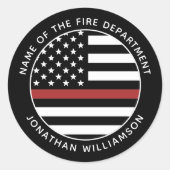Sticker Rond Pompier personnalisé Mince Red Line USA Drapeau (Devant)