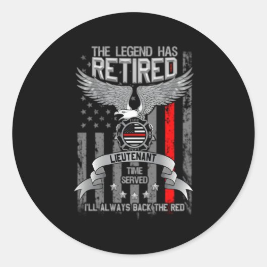 Sticker Rond Pompier Retiret Thin Red Line Retraité Légende (Devant)