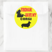 Sticker Rond Pompier Sauver Mon Corgi (Sac)