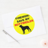 Sticker Rond Pompier Sauver Mon Rottweiler (Enveloppe)
