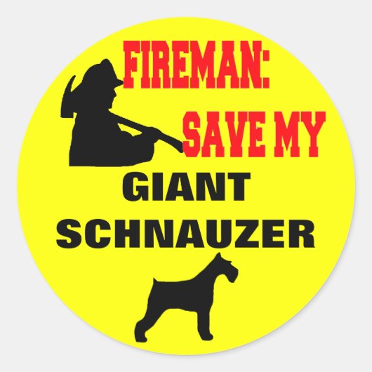Sticker Rond Pompier Sauver Mon Schnauzer Géant (Devant)