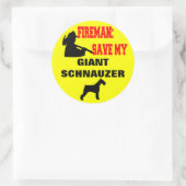 Sticker Rond Pompier Sauver Mon Schnauzer Géant (Sac)