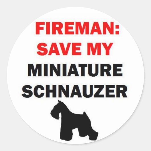Sticker Rond Pompier Sauver Mon Schnauzer Miniature (Devant)