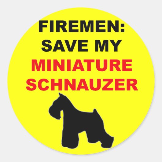 Sticker Rond Pompier Sauver Mon Schnauzer Miniature (Devant)