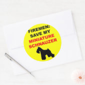 Sticker Rond Pompier Sauver Mon Schnauzer Miniature (Enveloppe)