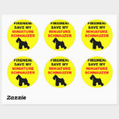 Sticker Rond Pompier Sauver Mon Schnauzer Miniature (Feuille)