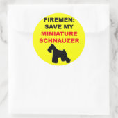 Sticker Rond Pompier Sauver Mon Schnauzer Miniature (Sac)