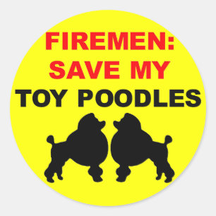 Sticker Rond Pompier Sauvez Mes Poodles De Jouet