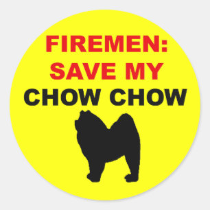 Sticker Rond Pompier Sauvez Mon Chow Chow