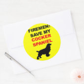 Sticker Rond Pompier Sauvez Mon Cocker Spaniel (Enveloppe)