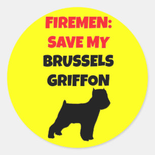 Sticker Rond Pompier Sauvez Mon Griffon Bruxelles