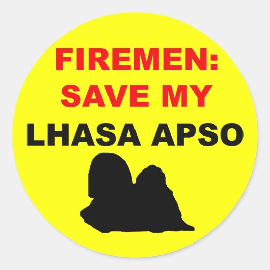 Sticker Rond Pompier Sauvez Mon Lhassa Apso (Devant)