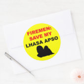 Sticker Rond Pompier Sauvez Mon Lhassa Apso (Enveloppe)