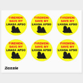 Sticker Rond Pompier Sauvez Mon Lhassa Apso (Feuille)