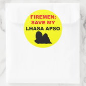 Sticker Rond Pompier Sauvez Mon Lhassa Apso (Sac)