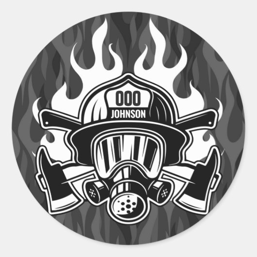 Sticker Rond Pompier Secouru sur mesure Station du service d'in (Devant)