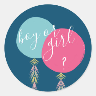 Sticker Rond Pompon pour révélation du sexe de l'enfant Fille o