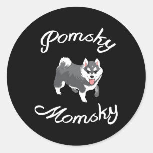 Sticker Rond Pomsky Momsky Pet Pomsky Maman