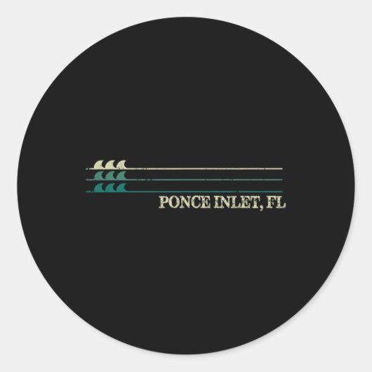 Sticker Rond Ponce Inlet Floride Briser Surf Rétro Vague (Devant)
