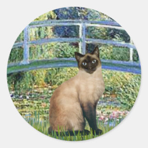 Sticker Rond Pont - Chat siamois à pointes scellées