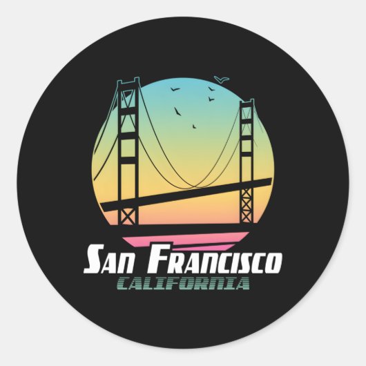 Sticker Rond Pont de San Francisco Gold Gate (Devant)