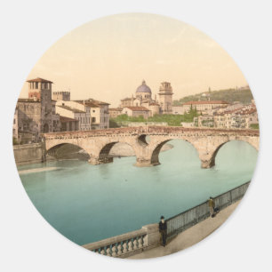 Sticker Rond Pont et San en pierre Giorgio, Vérone, Italie