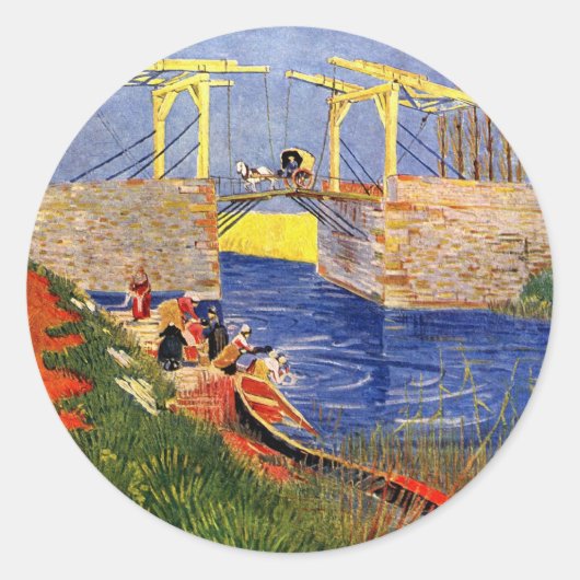 Sticker Rond Pont Langlois à Arles par Vincent van Gogh (Devant)