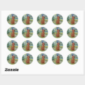 Sticker Rond Pont Lily Pond - Poodle rouge foncé N° 1 (Feuille)