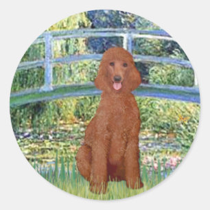 Sticker Rond Pont Lily Pond - Poodle rouge foncé N° 1