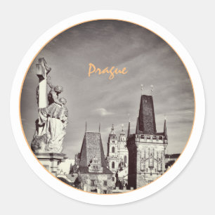 Sticker Rond Pont Prague & Charles, Christ, Château / Czechia
