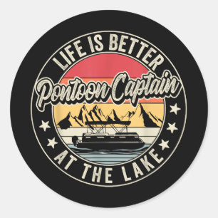 Sticker Rond Pontoon Bateau Capitaine Papa Funny Voile & Bo