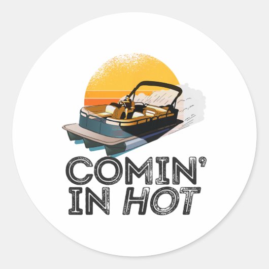 Sticker Rond Pontoon Bateau Venir Dans Hot Fundy Boating Lake P (Devant)