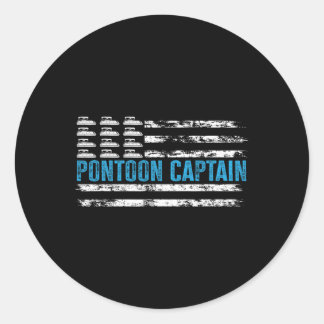 Sticker Rond Pontoon Captain Funny Boating 4th Of Julypontoon B