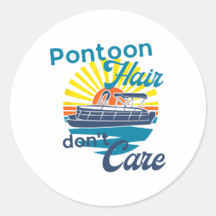 Sticker Rond Pontoon Cheveux Ne vous souciez pas Drôle Eté Bate