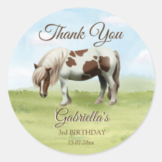Sticker Rond Pony anniversaire fête giddy up merci pour