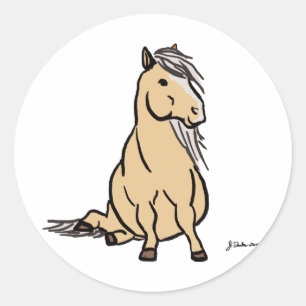 Sticker Rond Pony Palomino