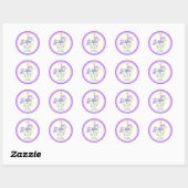 Sticker Rond Pony peint violet et carrousel Rose (Feuille)