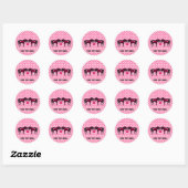 Sticker Rond Pony rose personnalisé (Feuille)